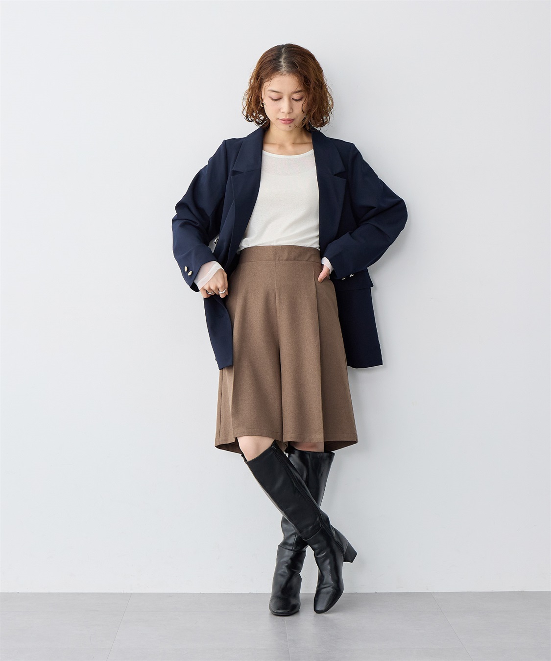 anyfee 【anyfee/大きいサイズ】ウールライクバミューダパンツ/ハーフパンツ《セットアップ対応/上下別売り》_sub_2