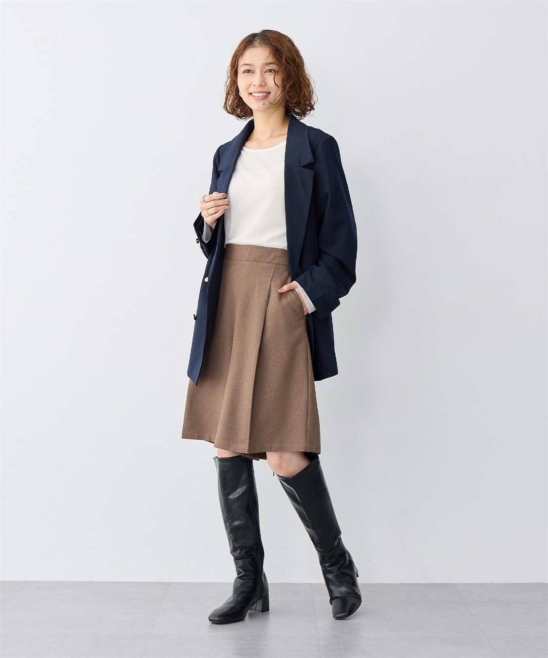 anyfee 【anyfee/大きいサイズ】ウールライクバミューダパンツ/ハーフパンツ《セットアップ対応/上下別売り》_sub_3