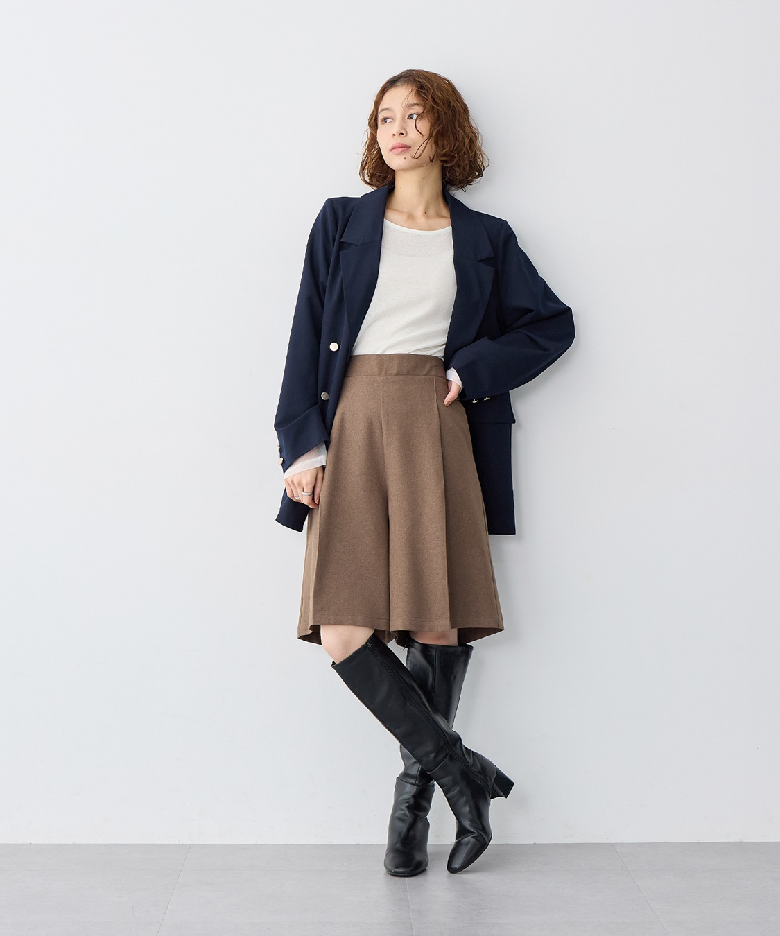 anyfee 【anyfee/大きいサイズ】ウールライクバミューダパンツ/ハーフパンツ《セットアップ対応/上下別売り》_sub_4