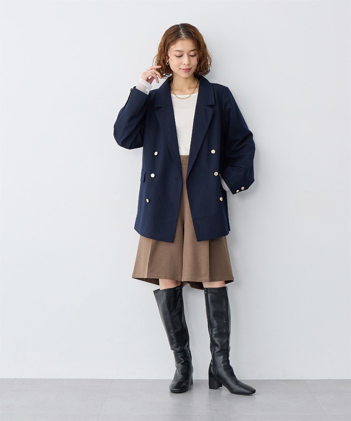 anyfee 【anyfee/大きいサイズ】ウールライクバミューダパンツ/ハーフパンツ《セットアップ対応/上下別売り》_sub_5