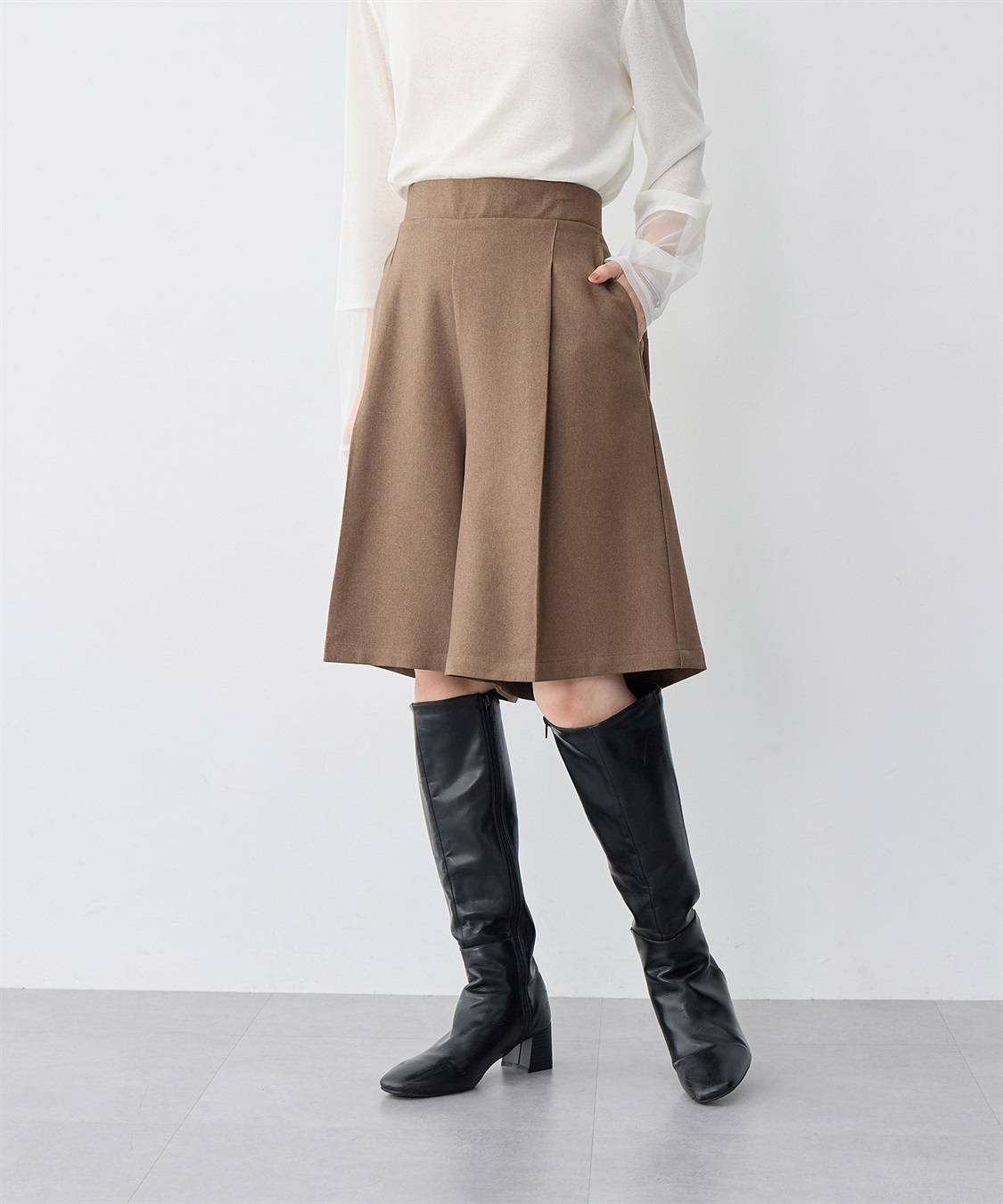 anyfee 【anyfee/大きいサイズ】ウールライクバミューダパンツ/ハーフパンツ《セットアップ対応/上下別売り》_sub_7