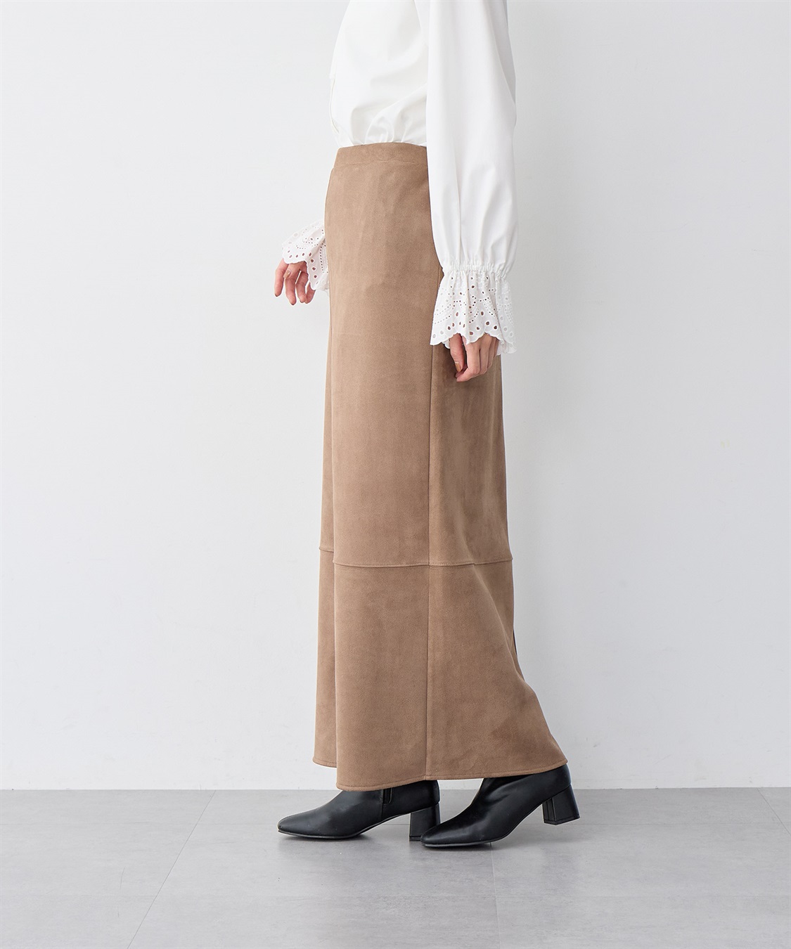 Life Style by cross marche 【anyfee/大きいサイズ】スリット入スエードナロースカート_sub_2