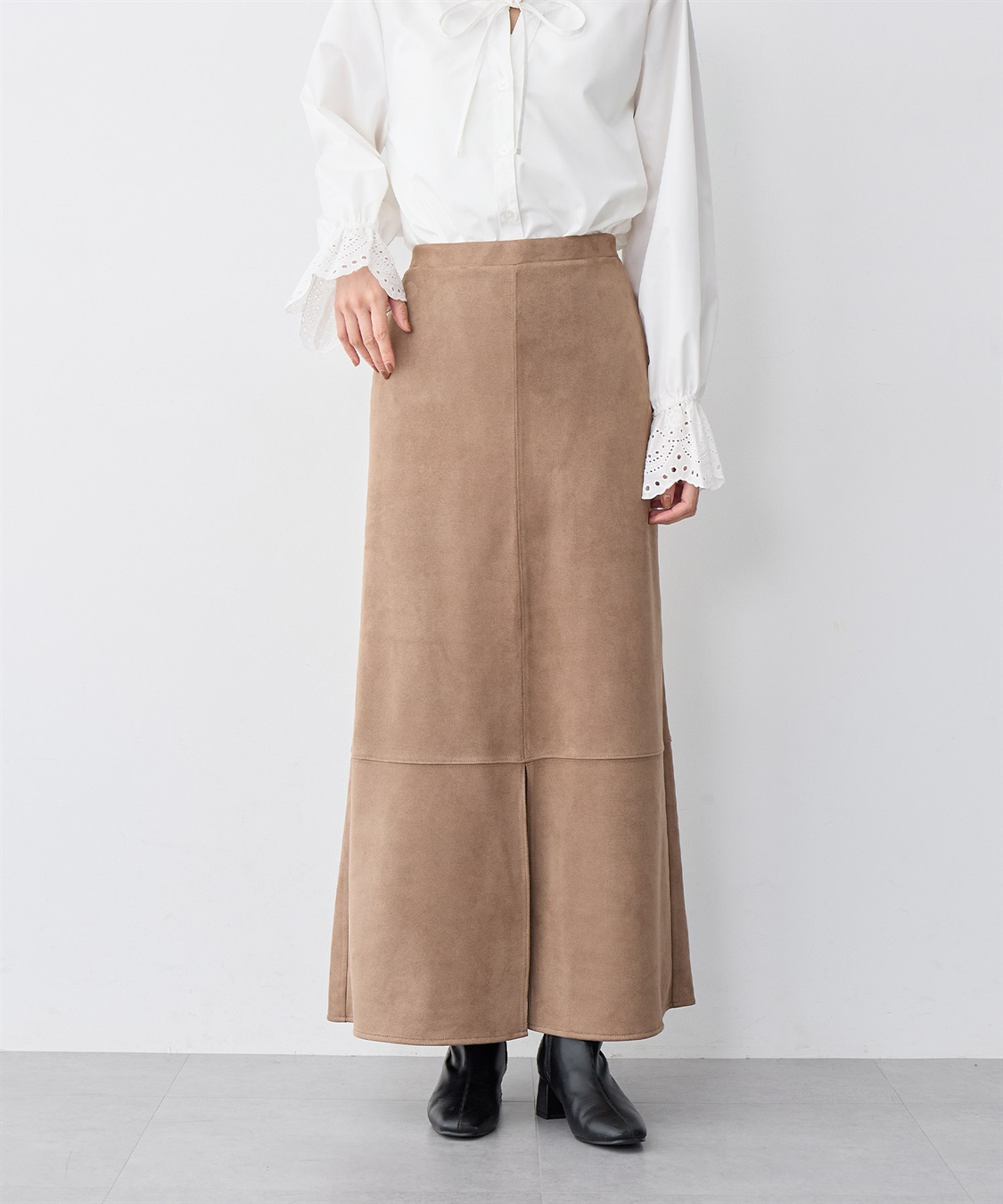 Life Style by cross marche 【anyfee/大きいサイズ】スリット入スエードナロースカート_sub_3