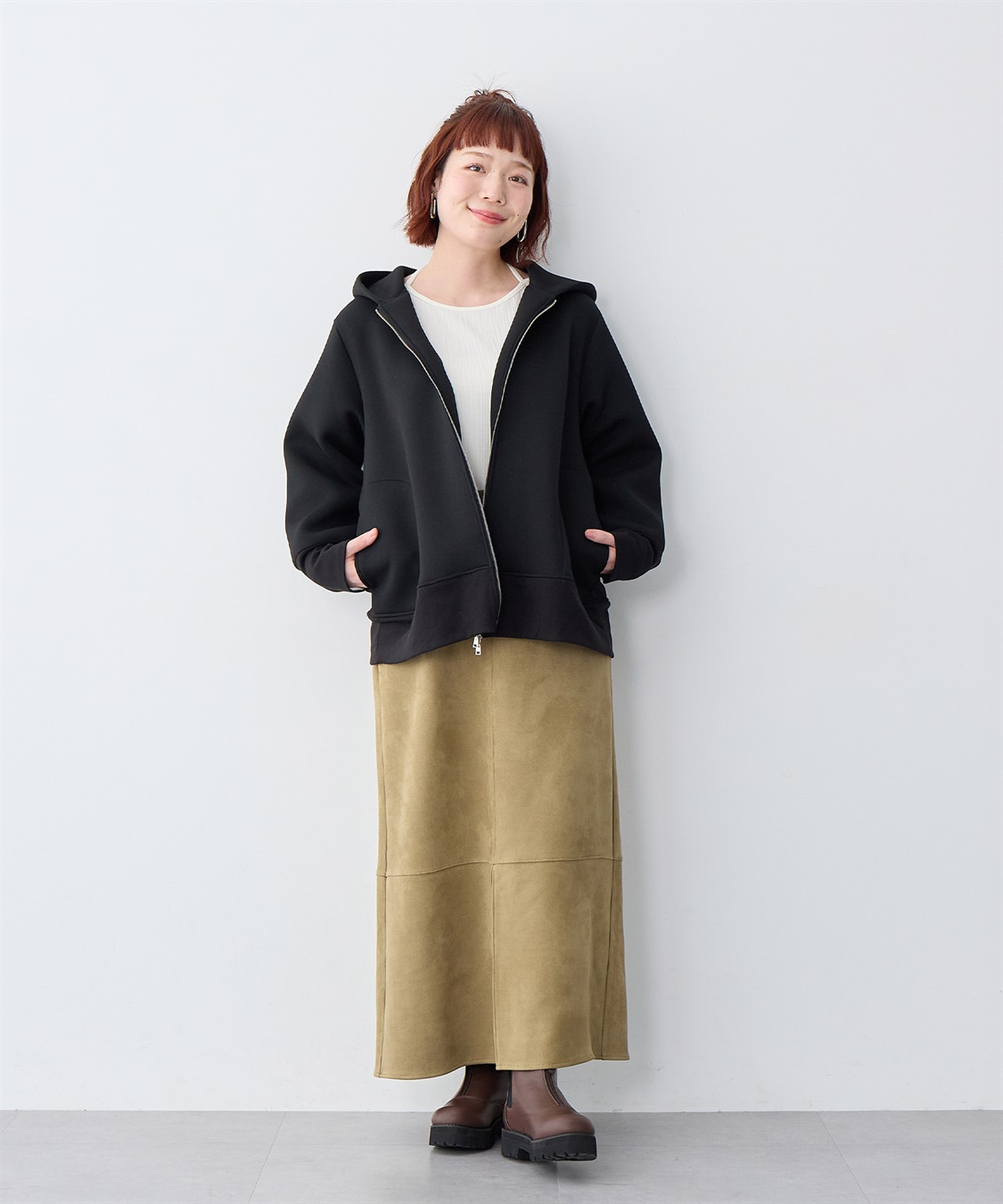 Life Style by cross marche 【anyfee/大きいサイズ】スリット入スエードナロースカート_sub_13