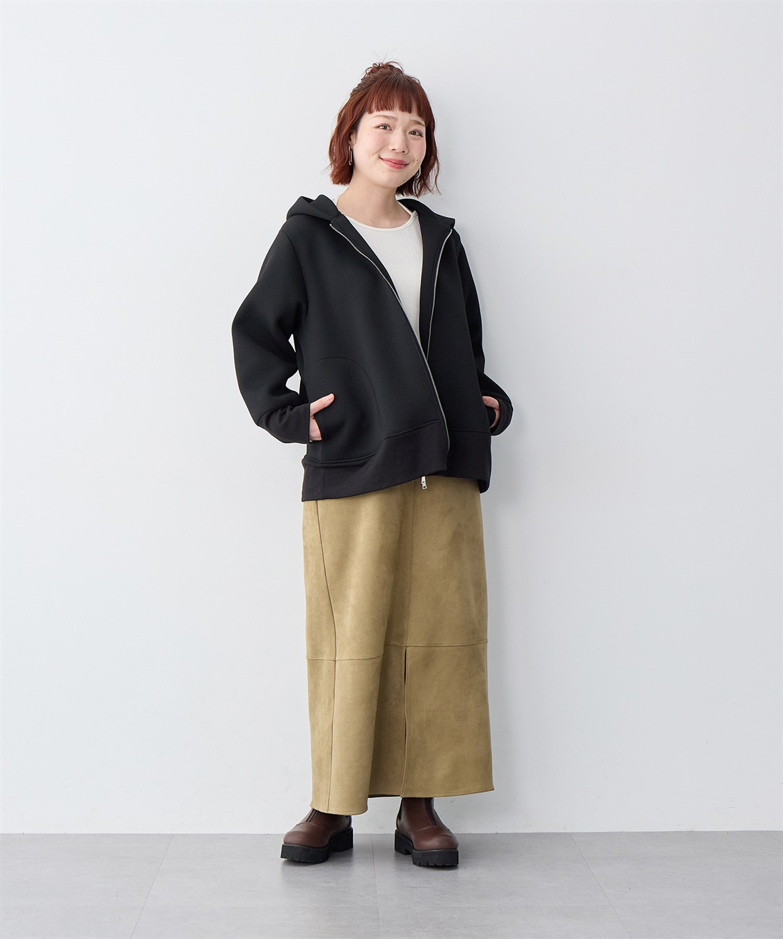 Life Style by cross marche 【anyfee/大きいサイズ】スリット入スエードナロースカート_sub_14