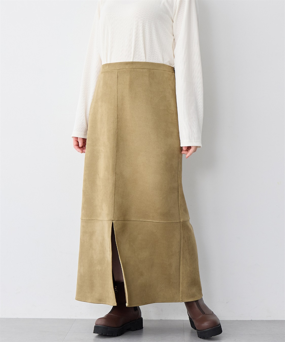 Life Style by cross marche 【anyfee/大きいサイズ】スリット入スエードナロースカート_sub_22