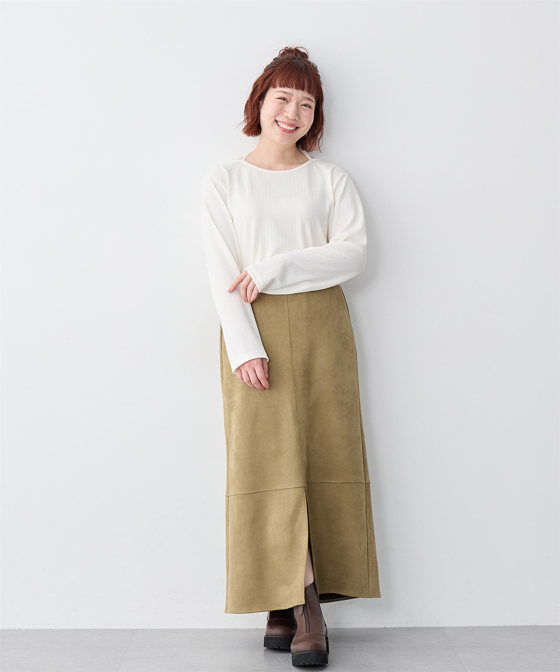 Life Style by cross marche 【anyfee/大きいサイズ】スリット入スエードナロースカート_sub_25