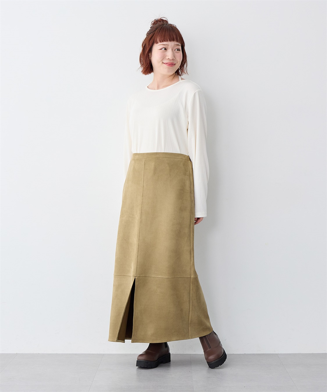 Life Style by cross marche 【anyfee/大きいサイズ】スリット入スエードナロースカート_sub_26
