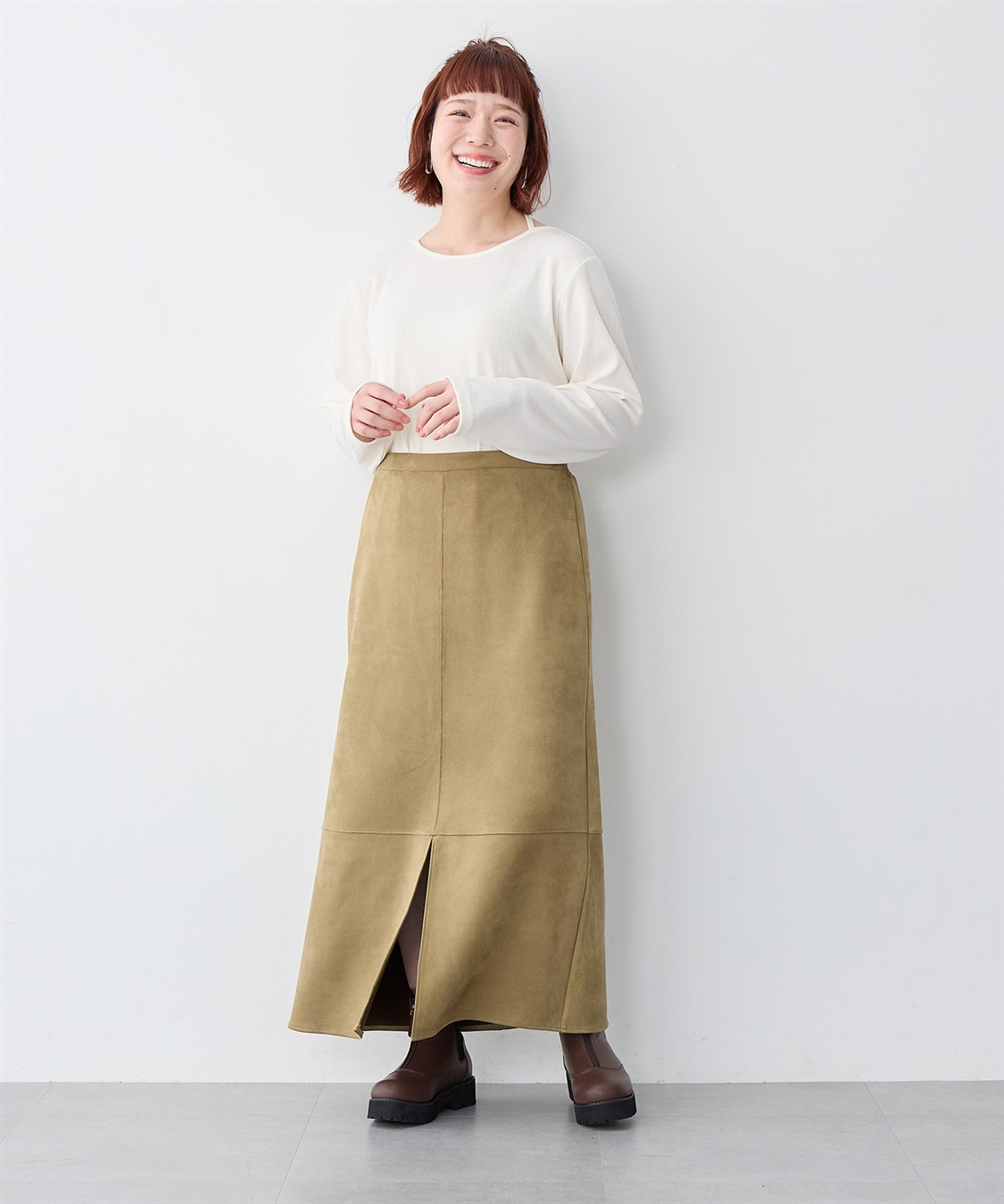 Life Style by cross marche 【anyfee/大きいサイズ】スリット入スエードナロースカート_sub_27