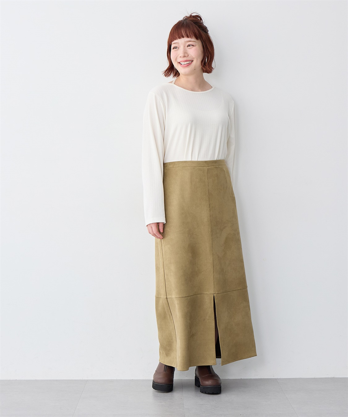 Life Style by cross marche 【anyfee/大きいサイズ】スリット入スエードナロースカート_sub_29