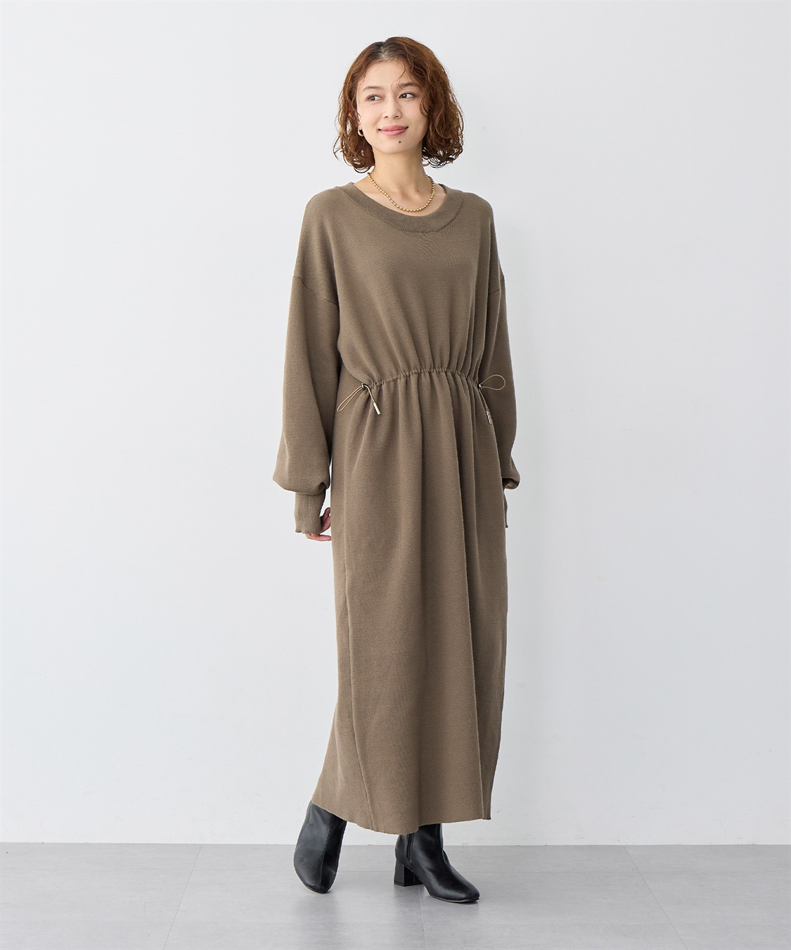 anyfee 【anyfee/大きいサイズ】ドロストニットワンピース_sub_1