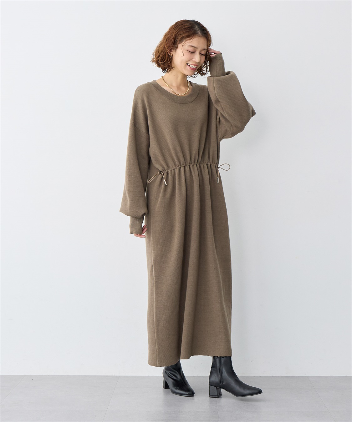 anyfee 【anyfee/大きいサイズ】ドロストニットワンピース_sub_2