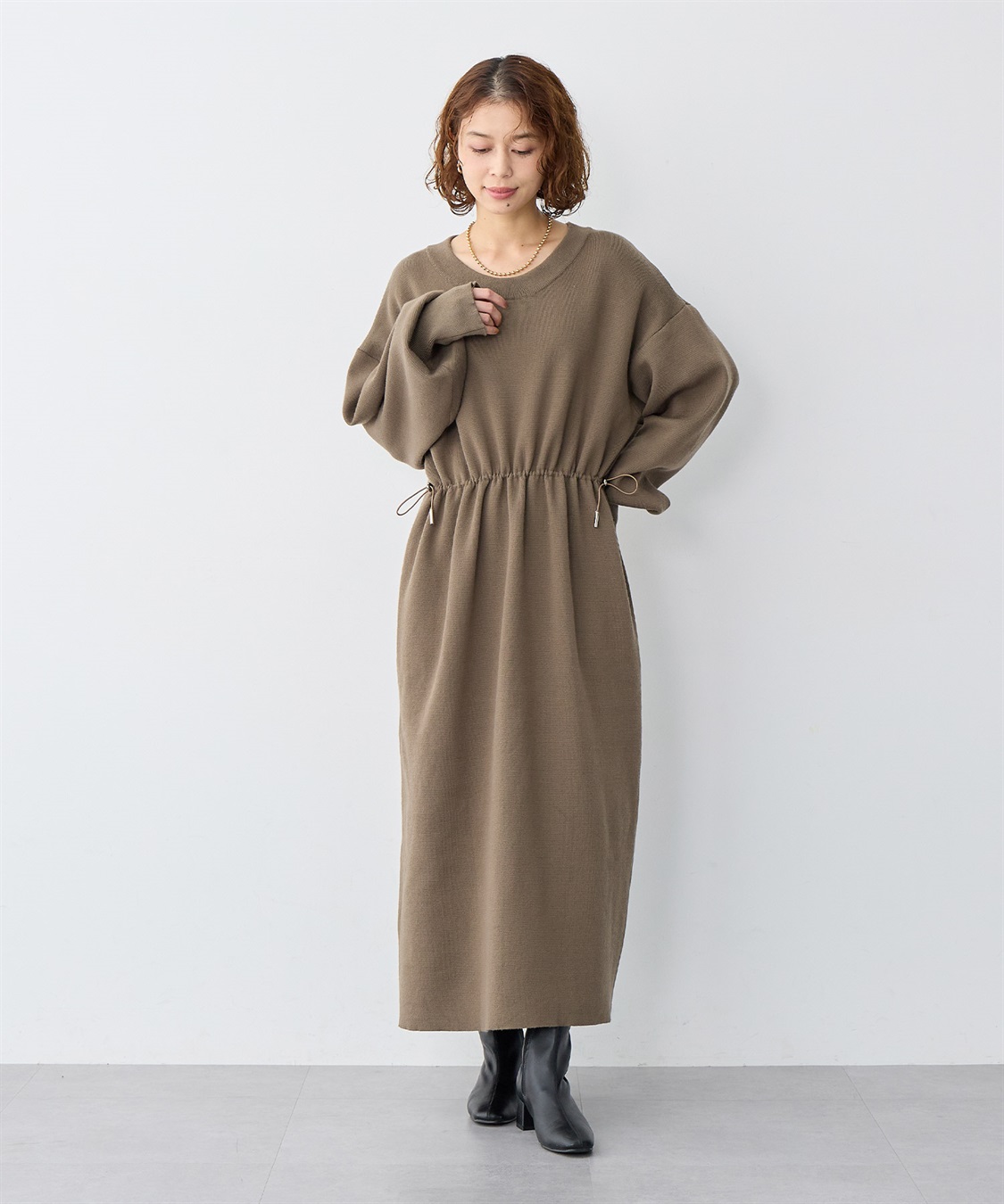 anyfee 【anyfee/大きいサイズ】ドロストニットワンピース_sub_3