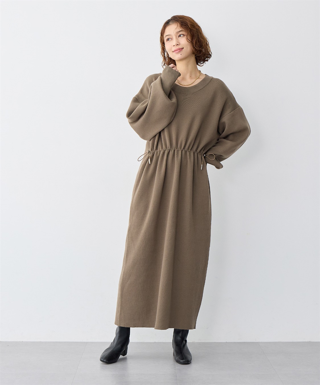 anyfee 【anyfee/大きいサイズ】ドロストニットワンピース_sub_4