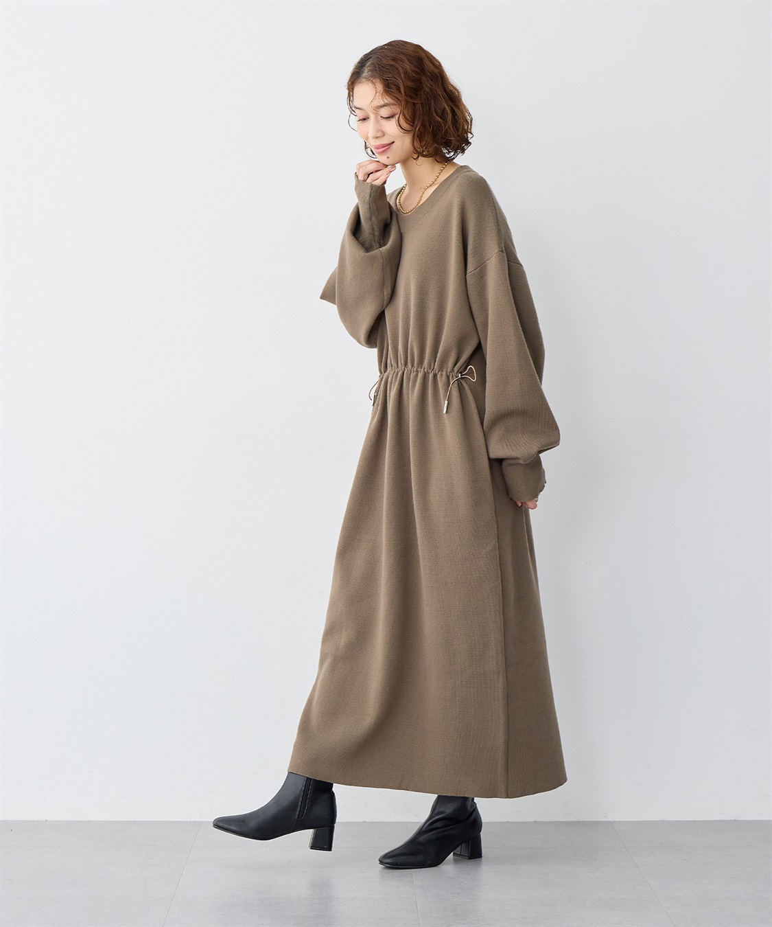 anyfee 【anyfee/大きいサイズ】ドロストニットワンピース_sub_5