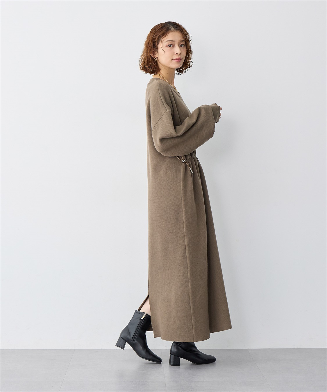 anyfee 【anyfee/大きいサイズ】ドロストニットワンピース_sub_8