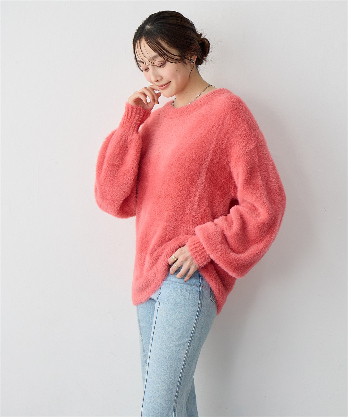 anyfee 【anyfee/大きいサイズ】ボートネックフェザーニットプルオーバー_sub_1