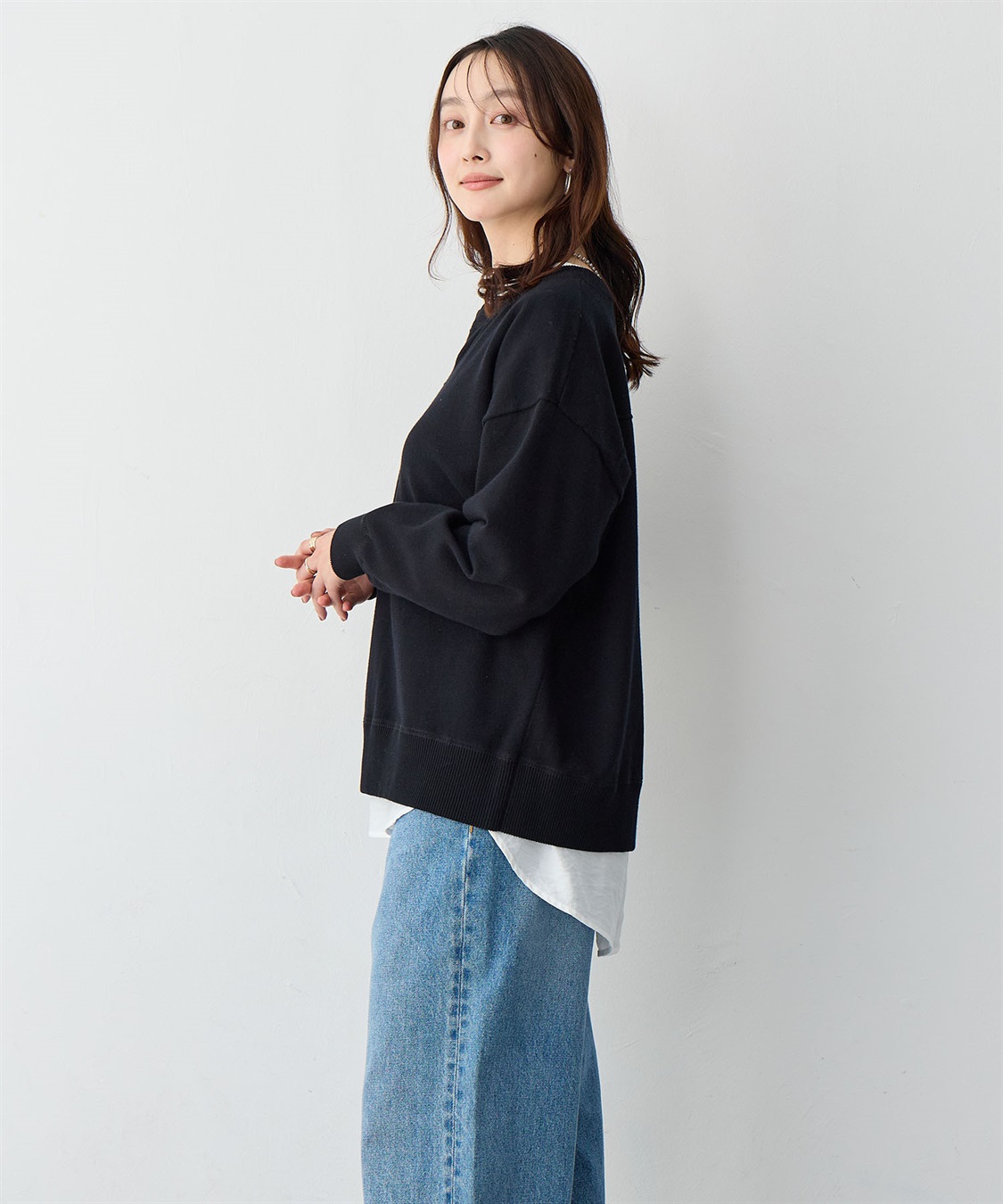 anyfee 【anyfee/大きいサイズ】ハーフジップスウェットライクニット_sub_5