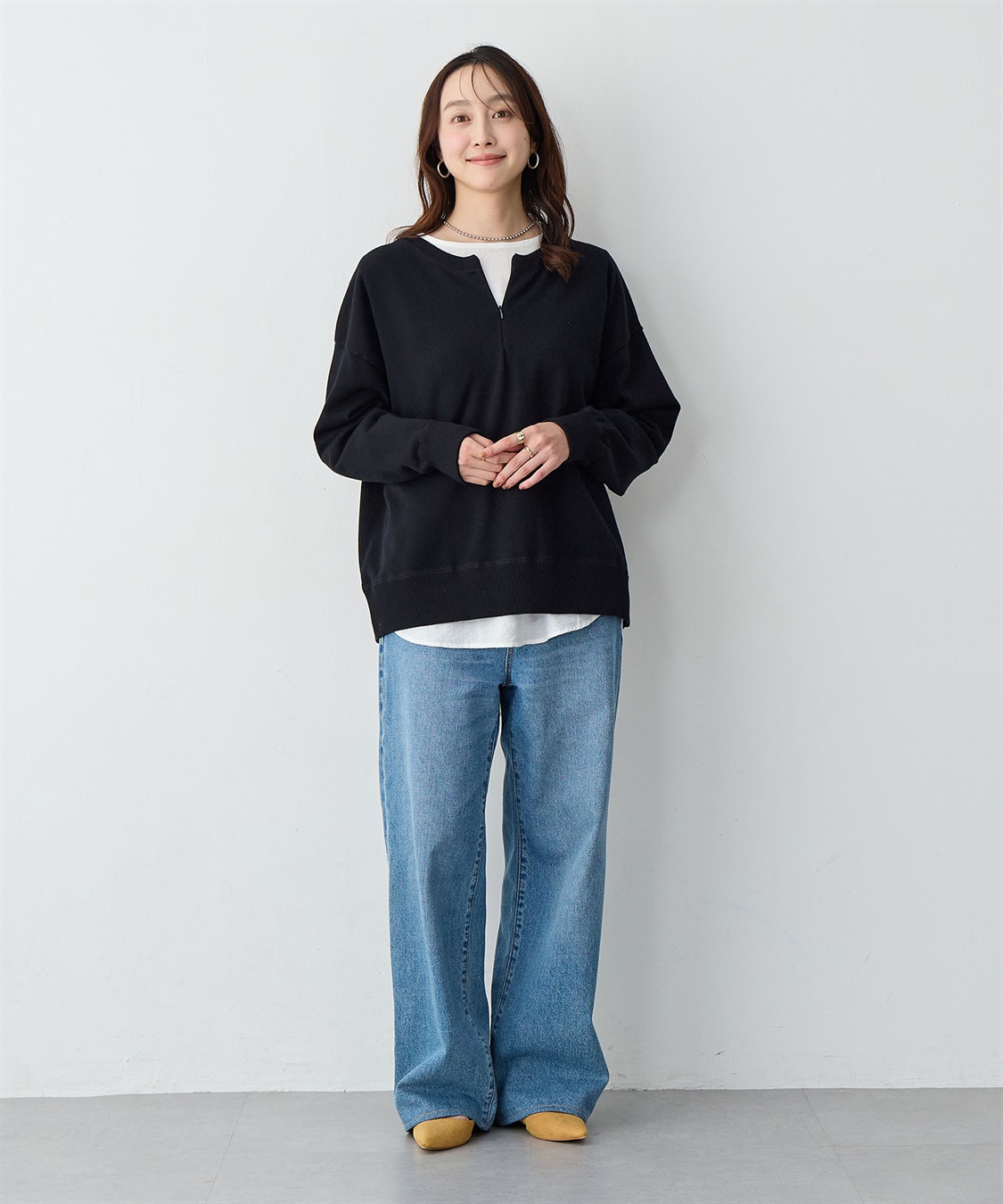 anyfee 【anyfee/大きいサイズ】ハーフジップスウェットライクニット_sub_11