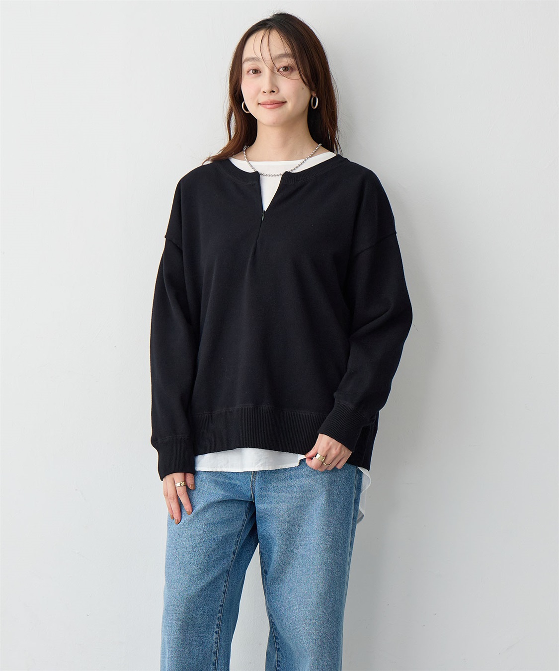 anyfee 【anyfee/大きいサイズ】ハーフジップスウェットライクニット_sub_13