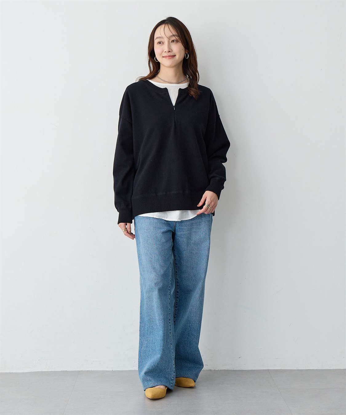 anyfee 【anyfee/大きいサイズ】ハーフジップスウェットライクニット_sub_14