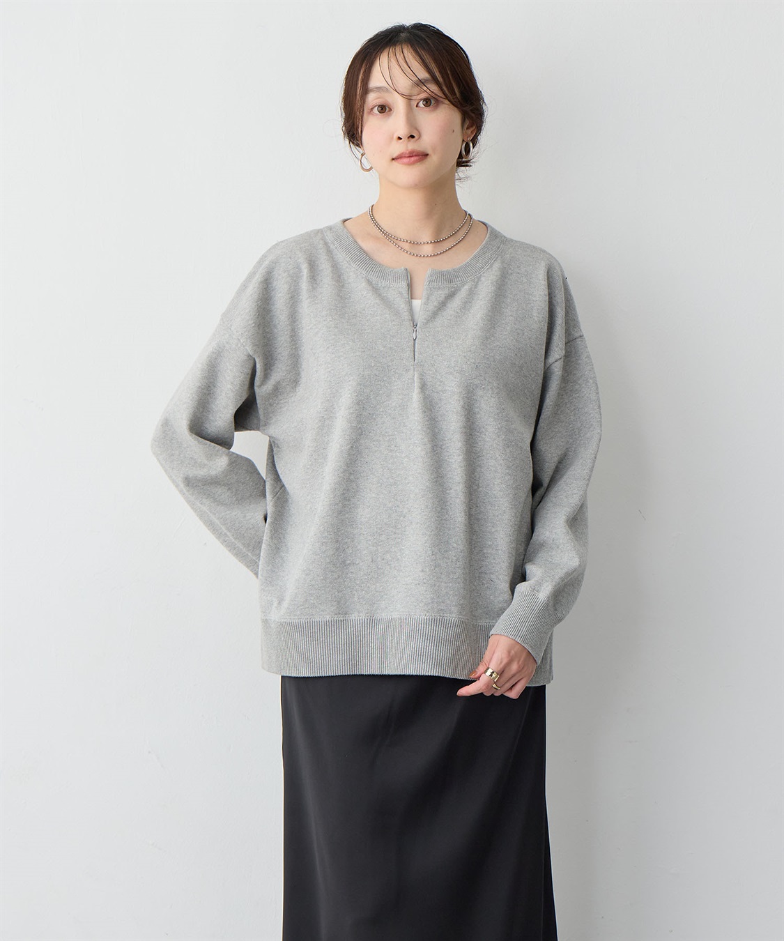 anyfee 【anyfee/大きいサイズ】ハーフジップスウェットライクニット_sub_15