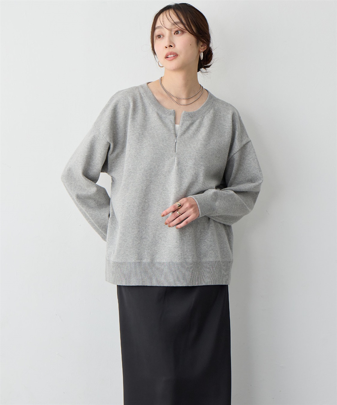 anyfee 【anyfee/大きいサイズ】ハーフジップスウェットライクニット_sub_16