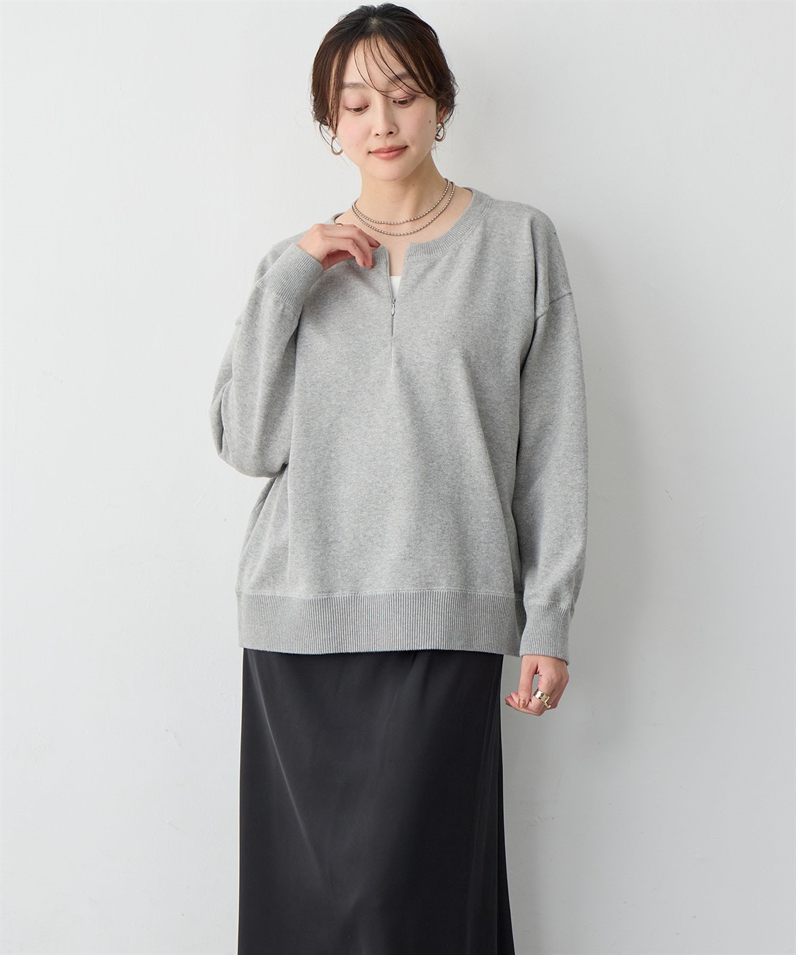 anyfee 【anyfee/大きいサイズ】ハーフジップスウェットライクニット_sub_17