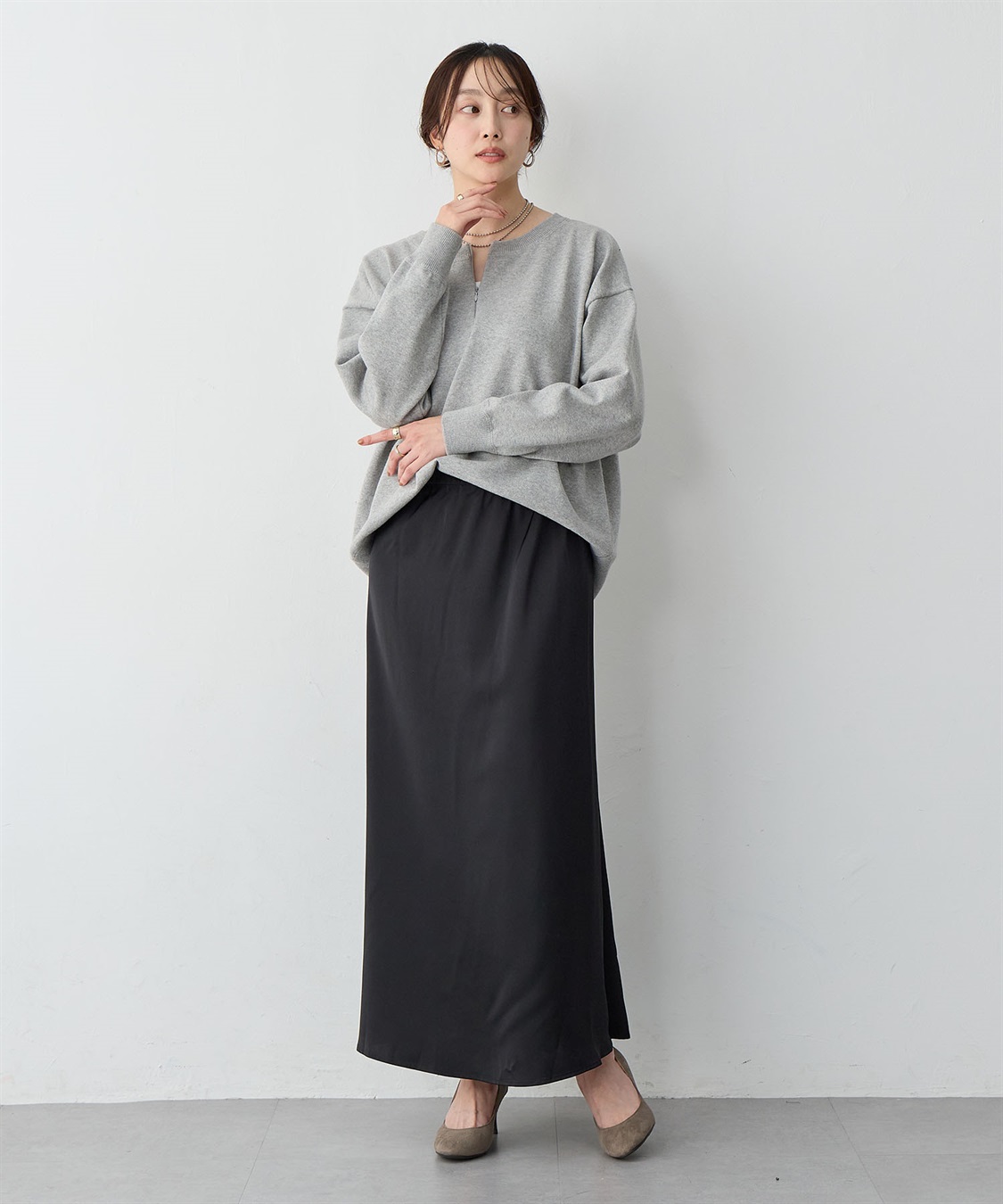 anyfee 【anyfee/大きいサイズ】ハーフジップスウェットライクニット_sub_21