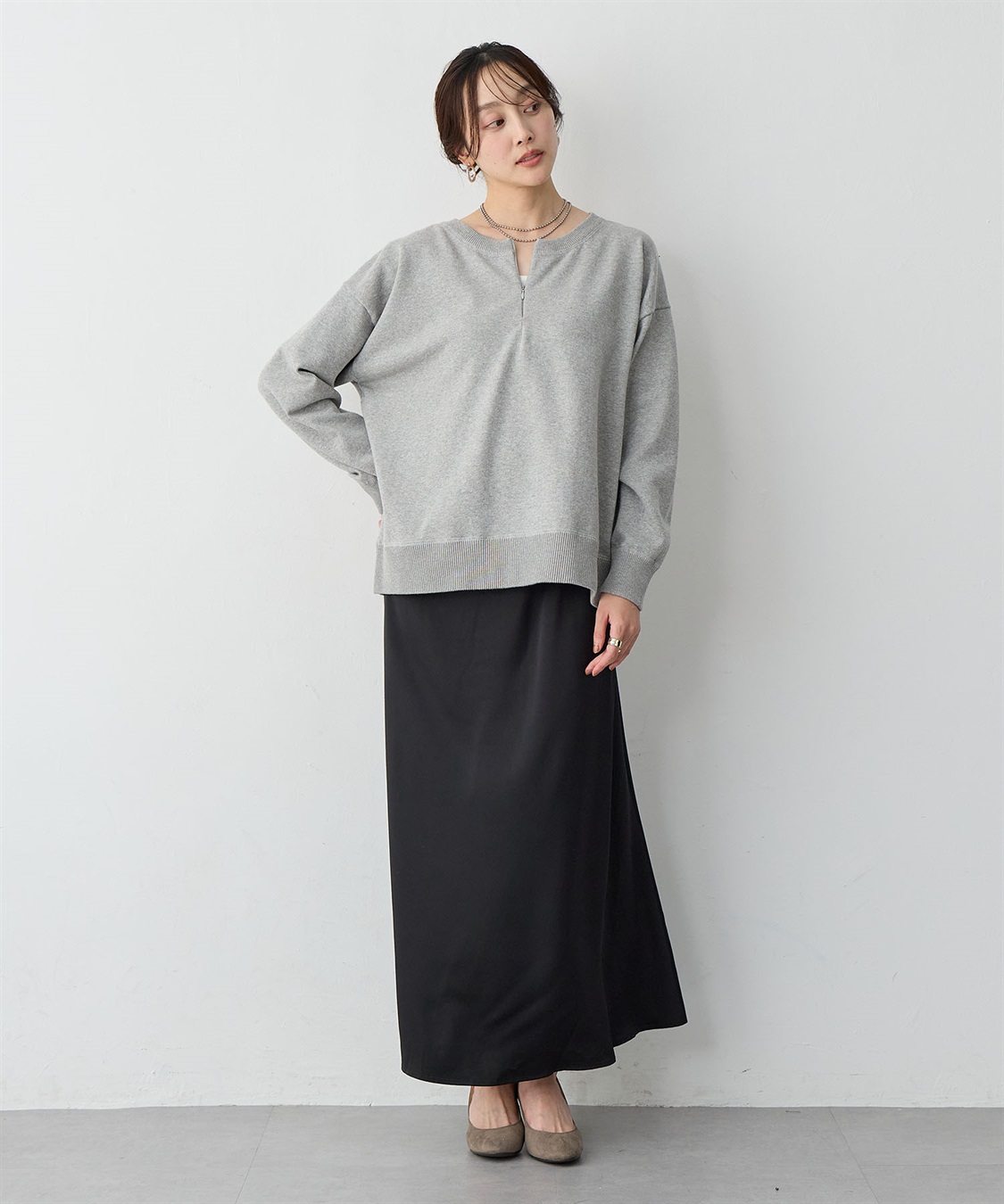 anyfee 【anyfee/大きいサイズ】ハーフジップスウェットライクニット_sub_24