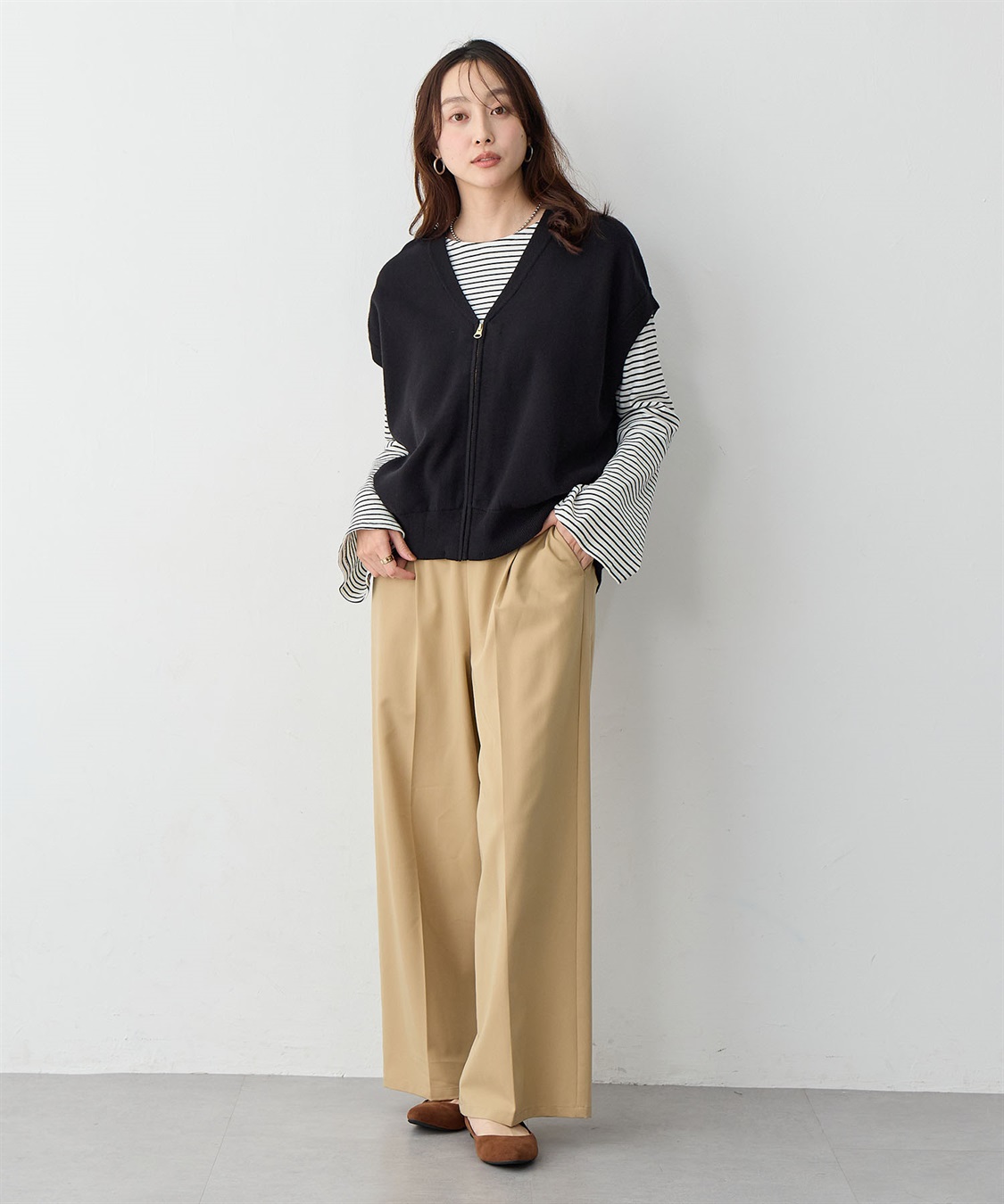 anyfee 【anyfee/大きいサイズ】深VネックZIPノースリニットブルゾン/ベスト_sub_7