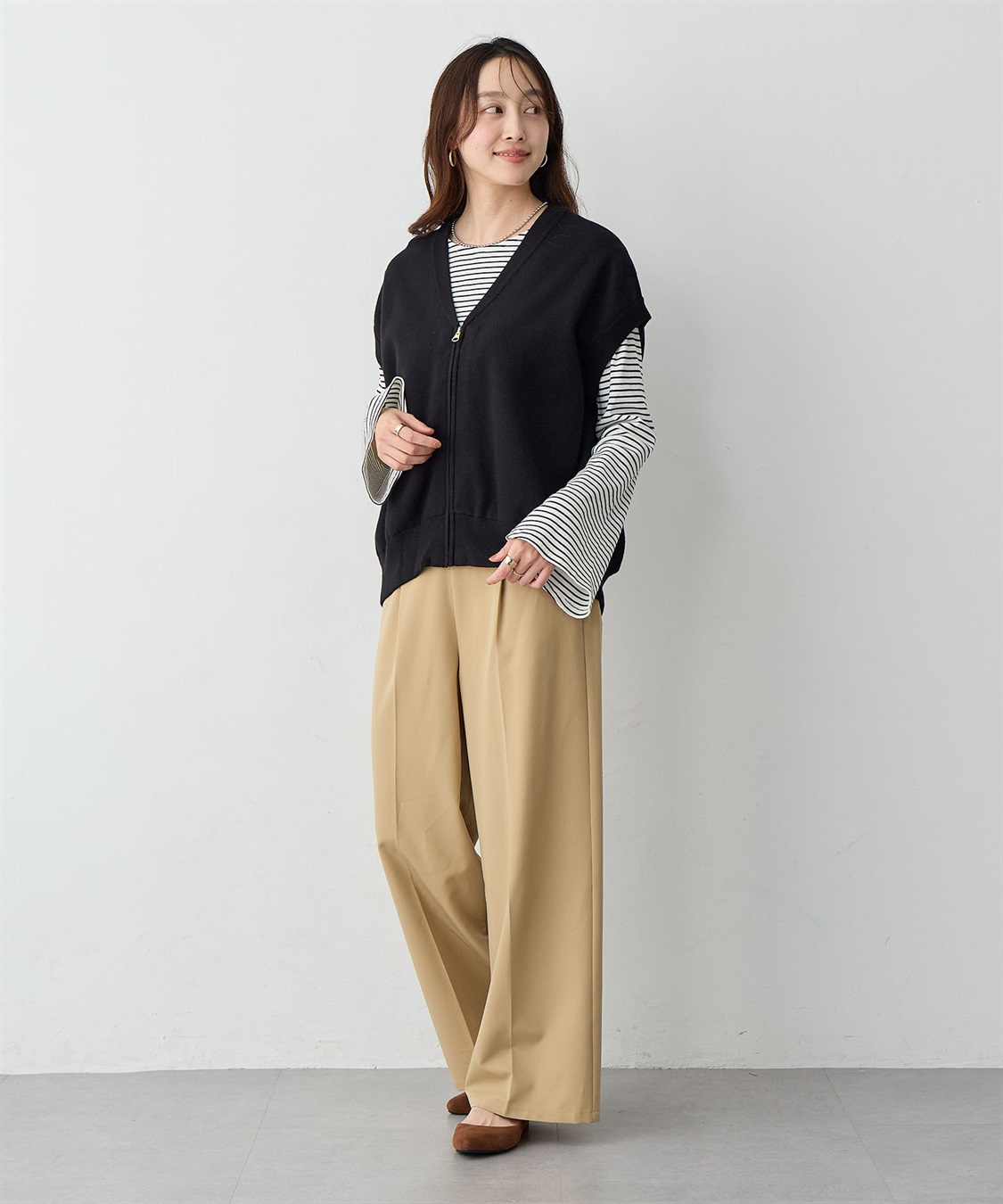 anyfee 【anyfee/大きいサイズ】深VネックZIPノースリニットブルゾン/ベスト_sub_9