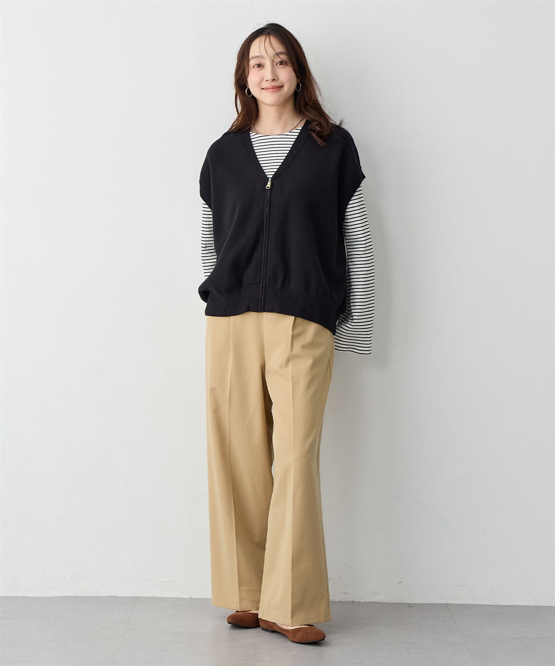 anyfee 【anyfee/大きいサイズ】深VネックZIPノースリニットブルゾン/ベスト_sub_10