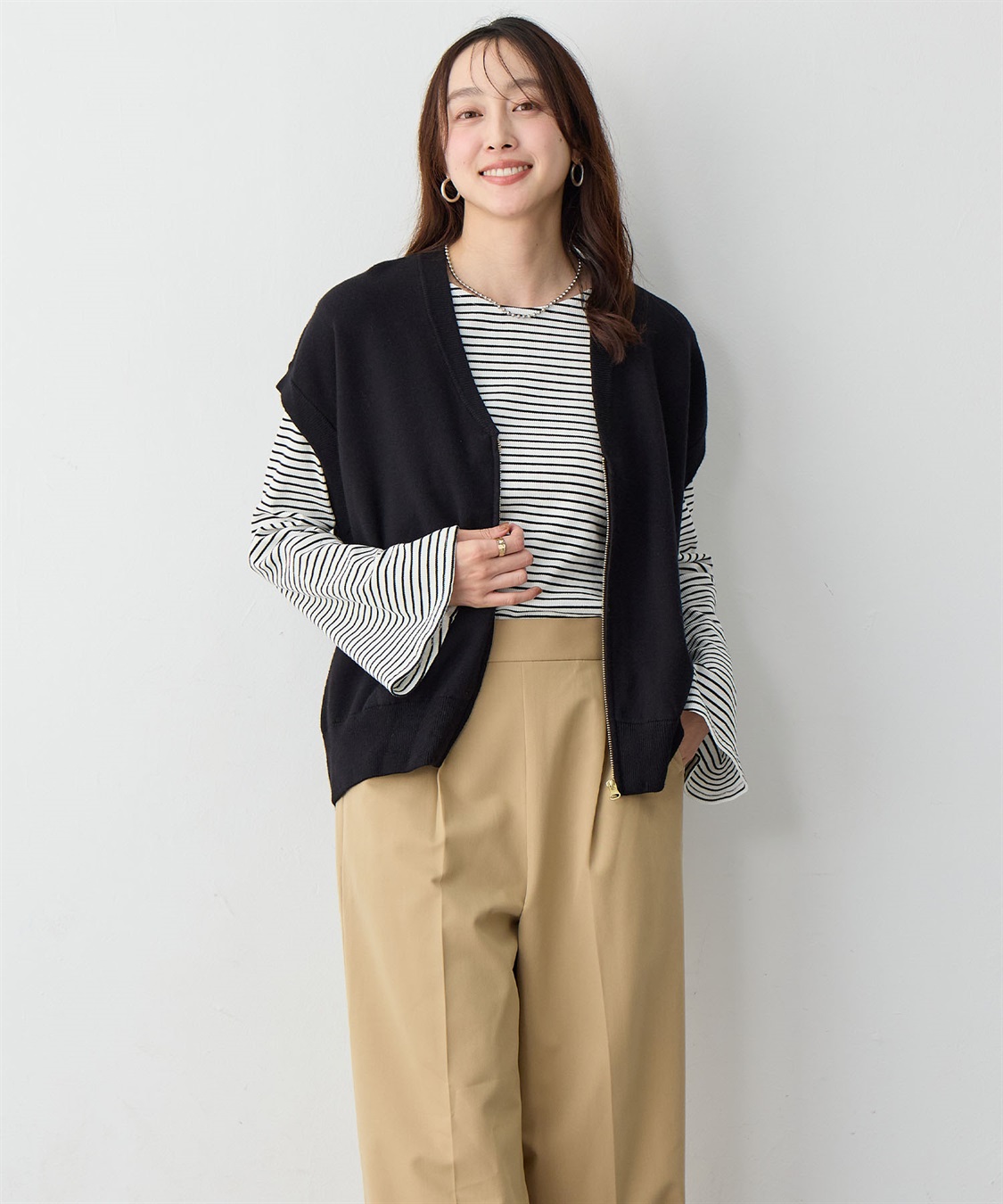 anyfee 【anyfee/大きいサイズ】深VネックZIPノースリニットブルゾン/ベスト_sub_12