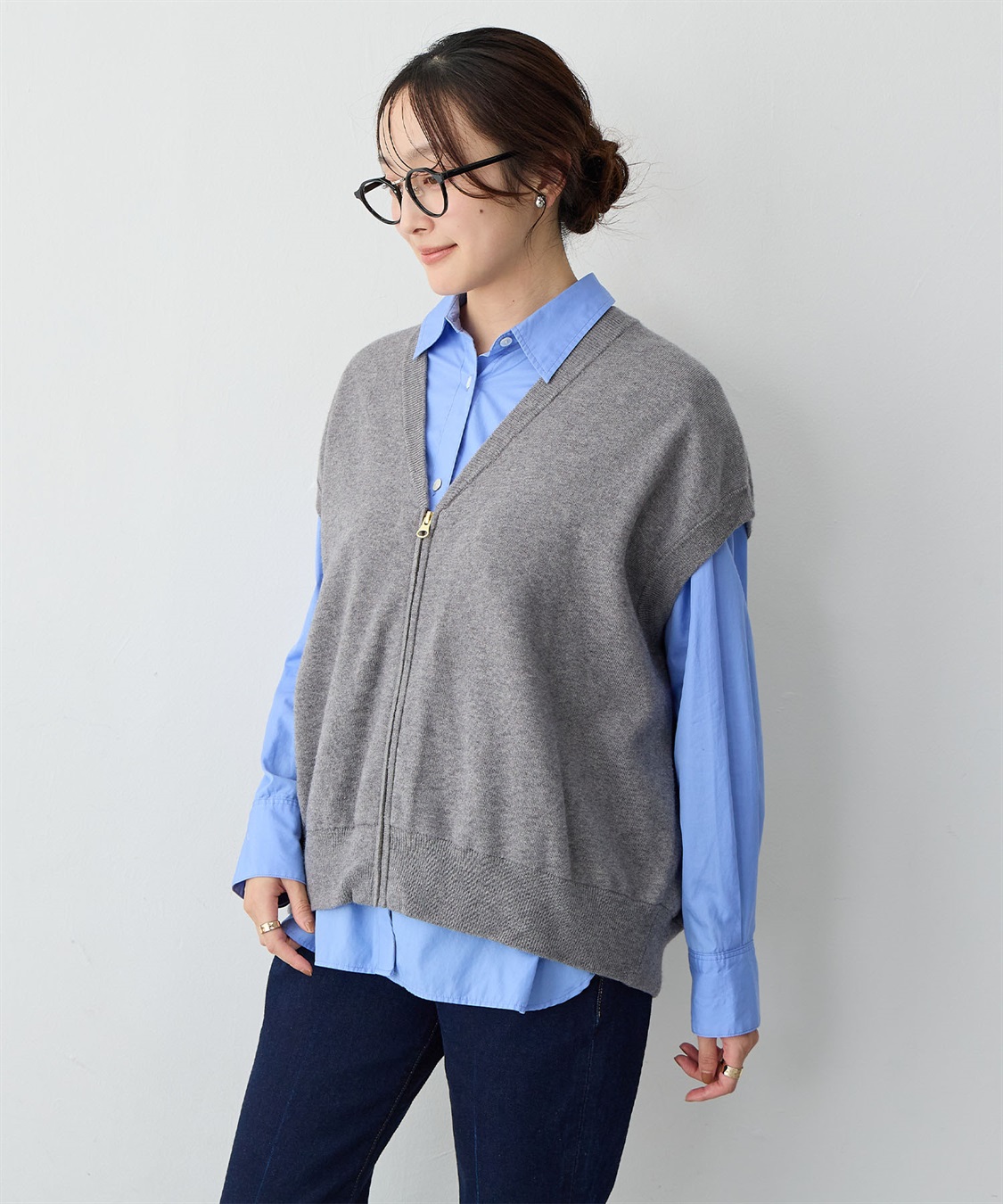 anyfee 【anyfee/大きいサイズ】深VネックZIPノースリニットブルゾン/ベスト_sub_13