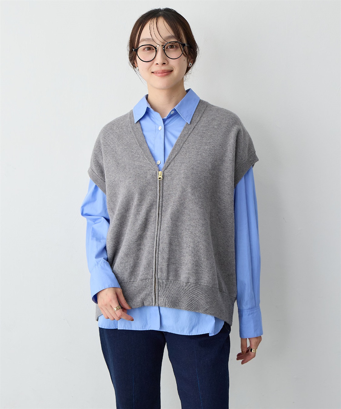 anyfee 【anyfee/大きいサイズ】深VネックZIPノースリニットブルゾン/ベスト_sub_14