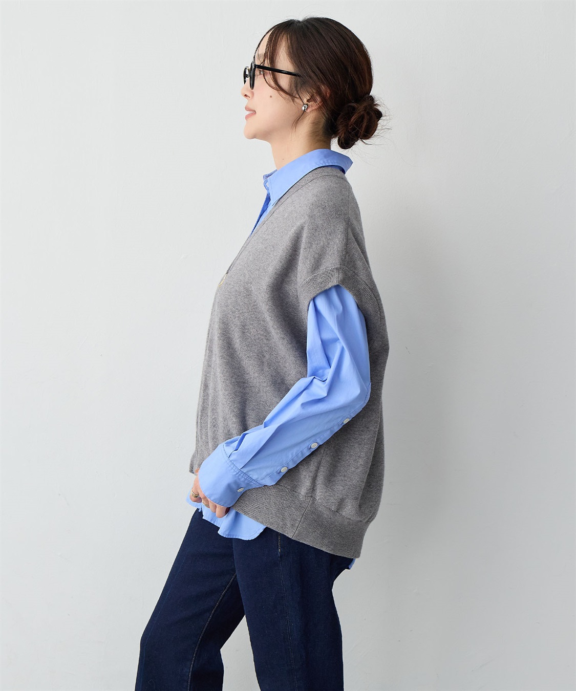 anyfee 【anyfee/大きいサイズ】深VネックZIPノースリニットブルゾン/ベスト_sub_15