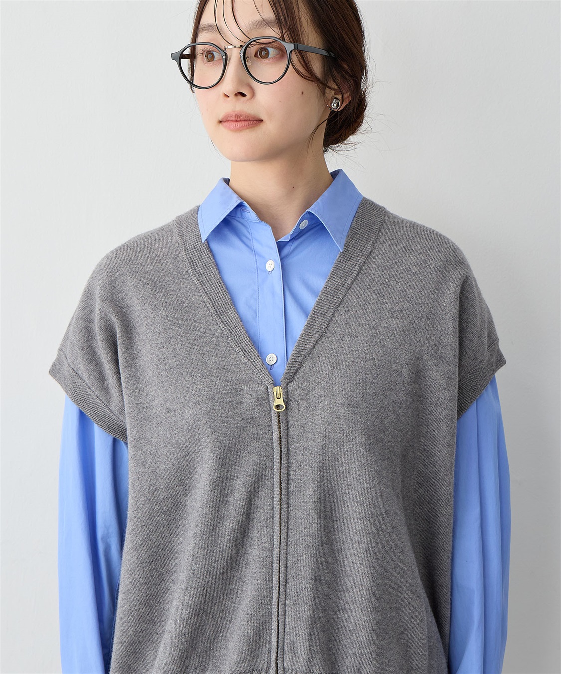 anyfee 【anyfee/大きいサイズ】深VネックZIPノースリニットブルゾン/ベスト_sub_17