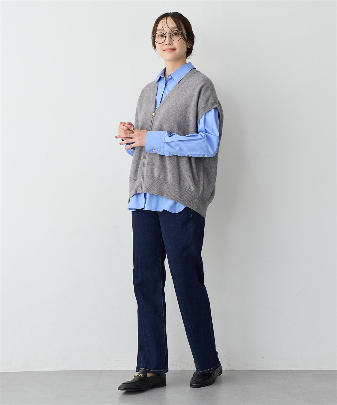 anyfee 【anyfee/大きいサイズ】深VネックZIPノースリニットブルゾン/ベスト_sub_20