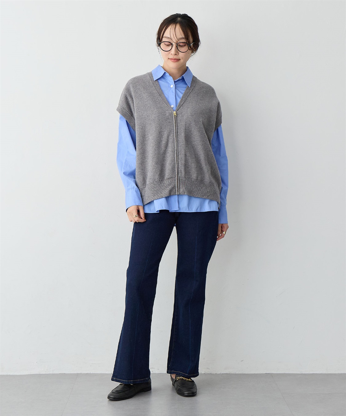 anyfee 【anyfee/大きいサイズ】深VネックZIPノースリニットブルゾン/ベスト_sub_21