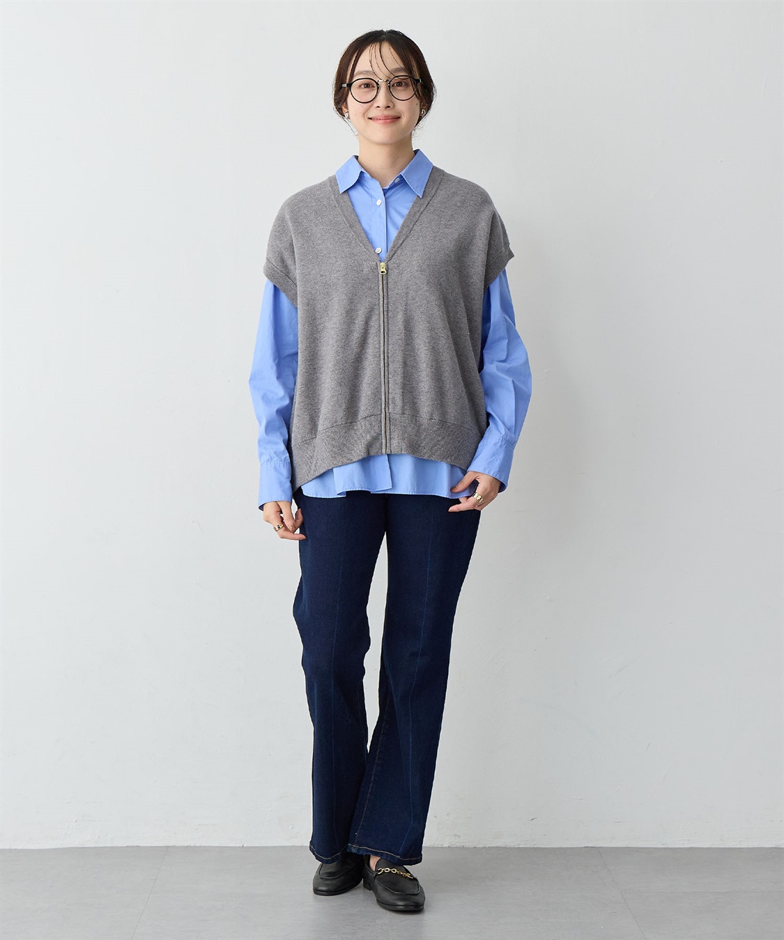 anyfee 【anyfee/大きいサイズ】深VネックZIPノースリニットブルゾン/ベスト_sub_22