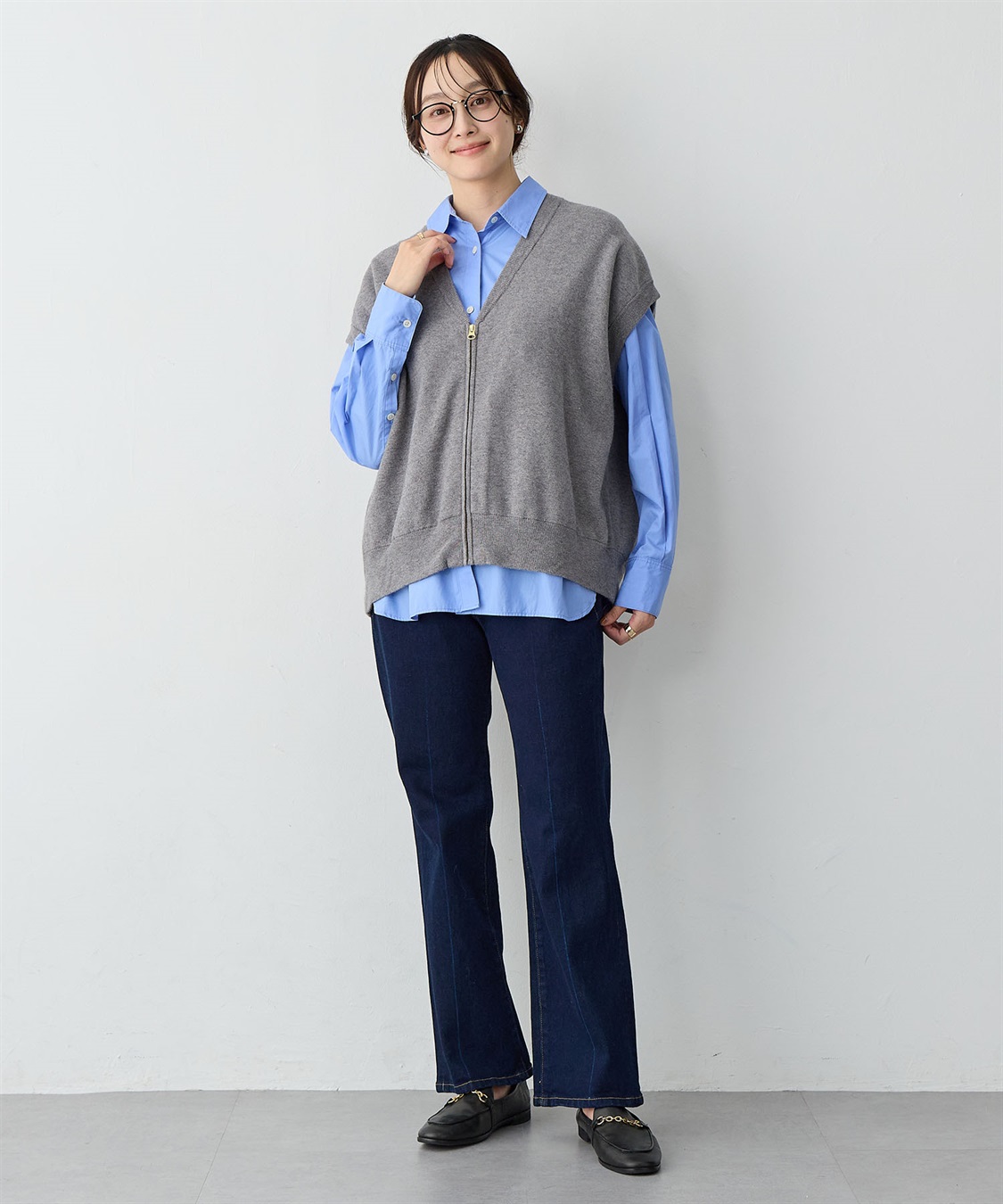 anyfee 【anyfee/大きいサイズ】深VネックZIPノースリニットブルゾン/ベスト_sub_23
