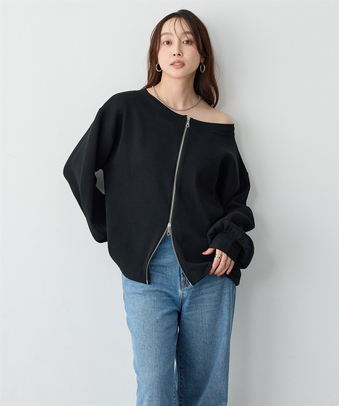 Life Style by cross marche 【anyfee/大きいサイズ】2Wayダブルジップボートネックカーディガン_sub_5