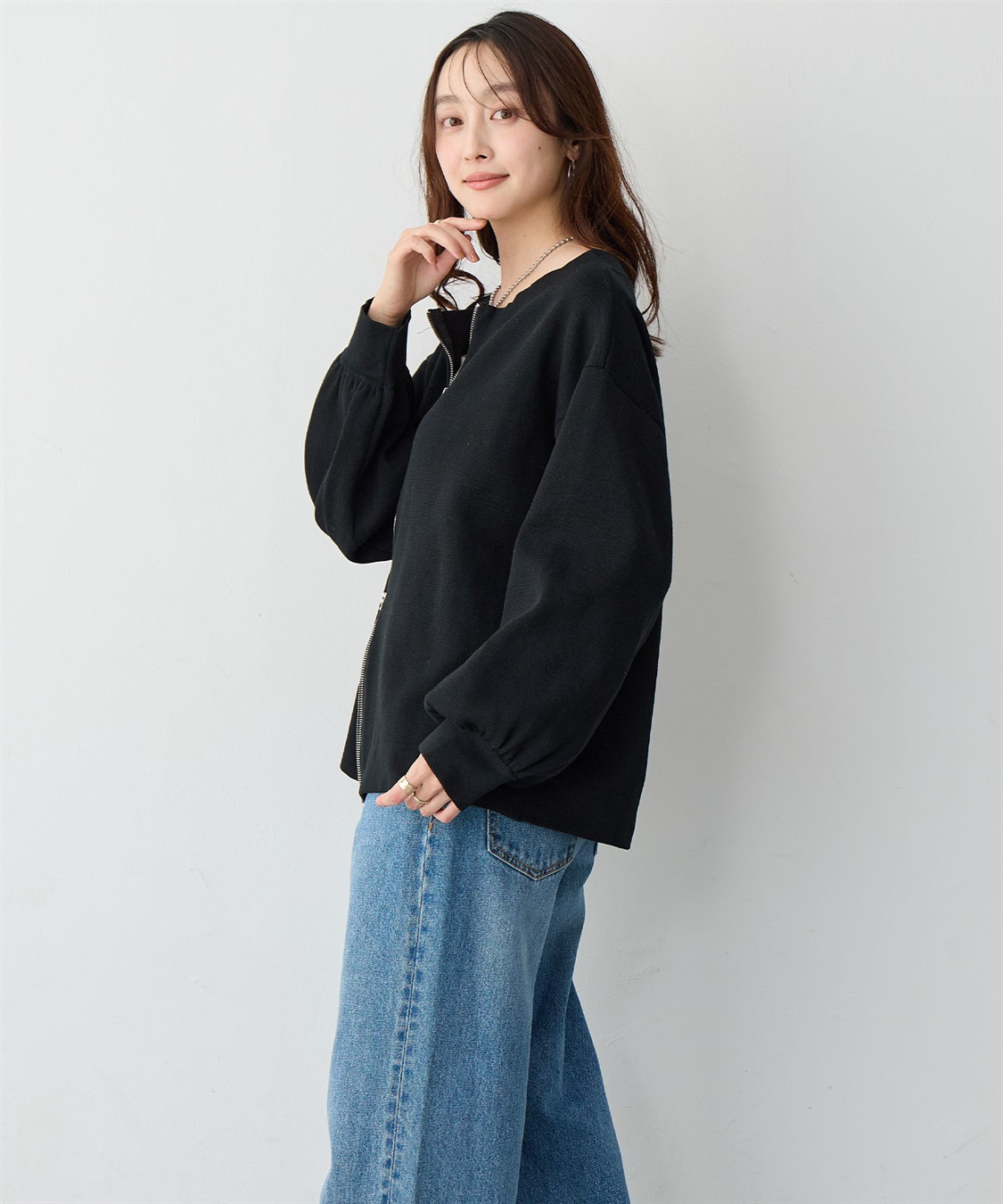 Life Style by cross marche 【anyfee/大きいサイズ】2Wayダブルジップボートネックカーディガン_sub_6