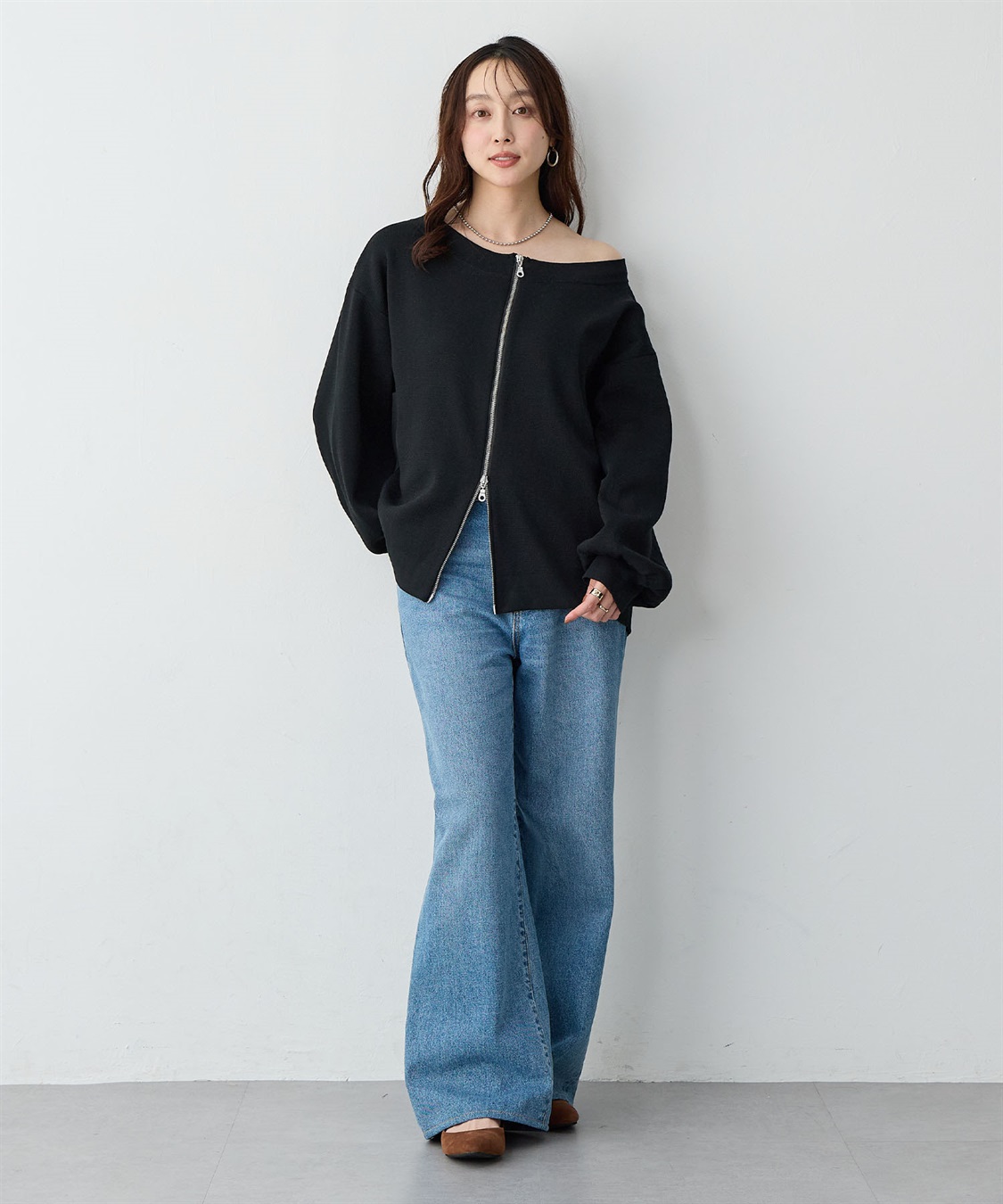 Life Style by cross marche 【anyfee/大きいサイズ】2Wayダブルジップボートネックカーディガン_sub_9