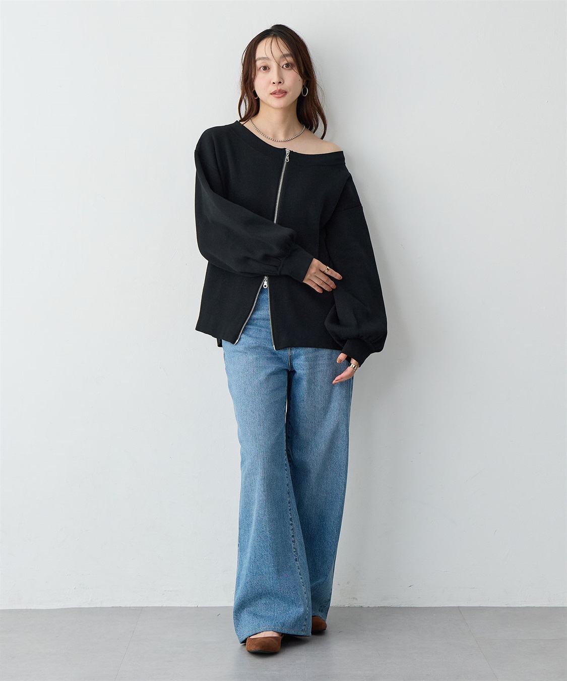 Life Style by cross marche 【anyfee/大きいサイズ】2Wayダブルジップボートネックカーディガン_sub_10