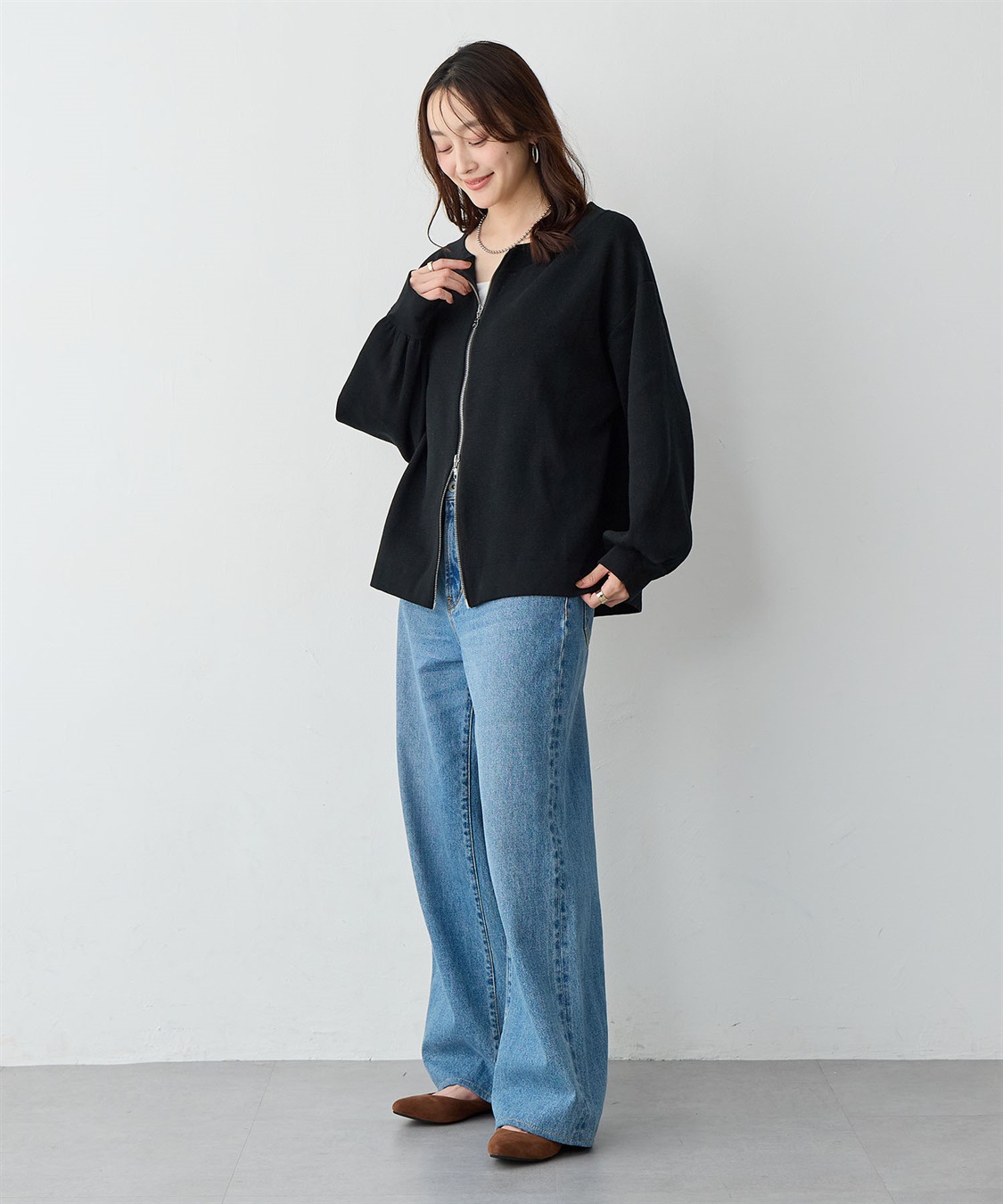 Life Style by cross marche 【anyfee/大きいサイズ】2Wayダブルジップボートネックカーディガン_sub_11