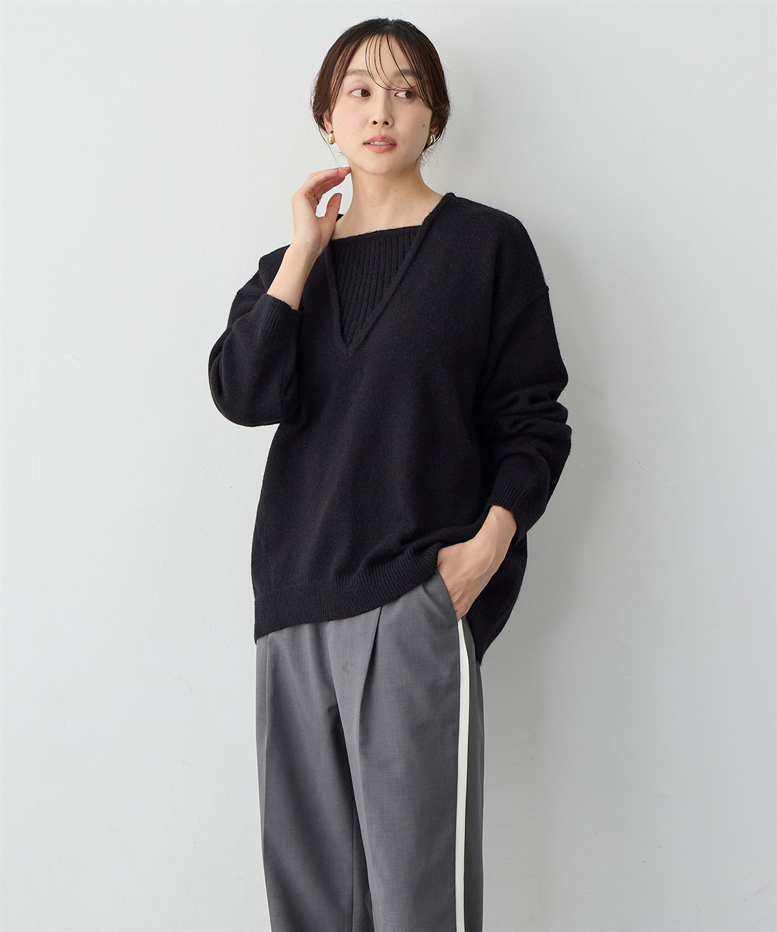 anyfee 【anyfee/大きいサイズ】レイヤード風ニットプルオーバー_sub_3