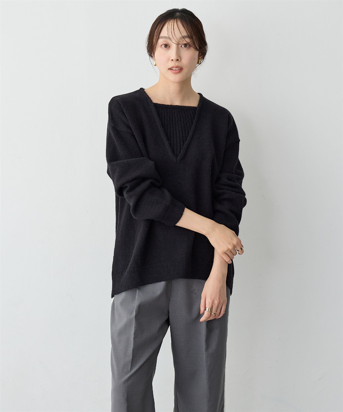anyfee 【anyfee/大きいサイズ】レイヤード風ニットプルオーバー_sub_4