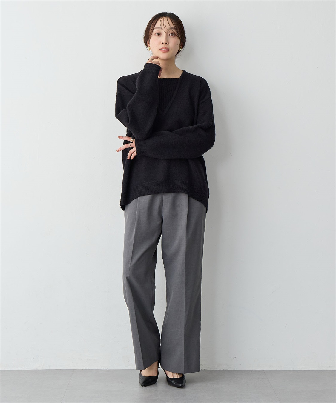 anyfee 【anyfee/大きいサイズ】レイヤード風ニットプルオーバー_sub_9